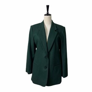 Laura Gayle Vintage Petite Hunter Green Notch Lapel Wool Blazer Women’s Size 10P